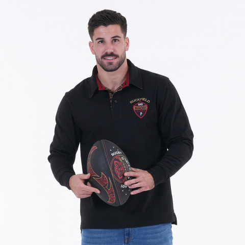 Ruckfield long-sleeved polo shirt maori rugby black 