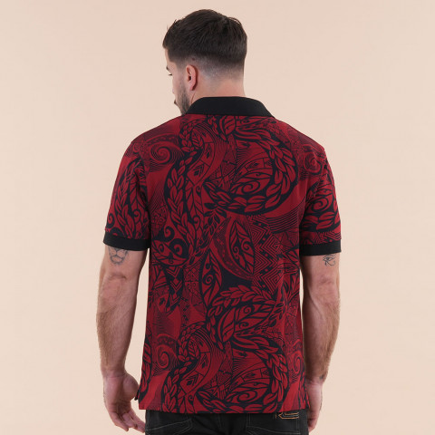 Ruckfield short-sleeve polo shirt in Maori print 