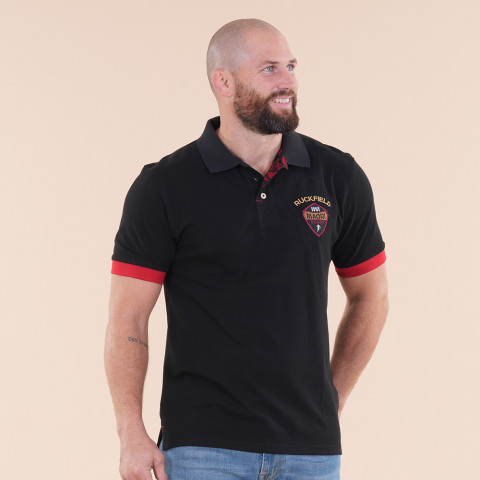 Ruckfield Rugby Maori short-sleeved polo shirt black 