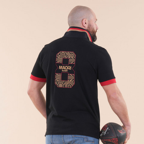Ruckfield Rugby Maori short-sleeved polo shirt black 