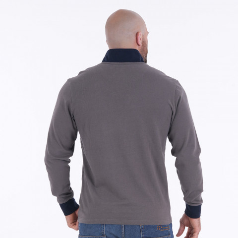 Club Ruckfield long-sleeve zip-neck polo shirt dark grey