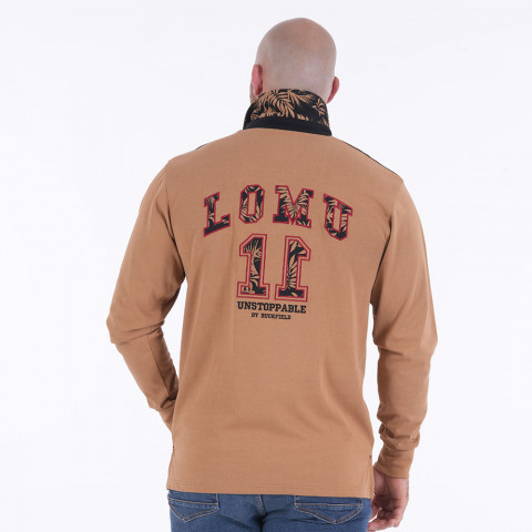 Long-sleeved polo JONAH LOMU by Ruckfield beige and black