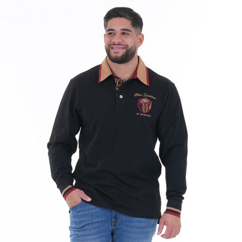 Jonah LOMU by Ruckfield black long-sleeved polo shirt