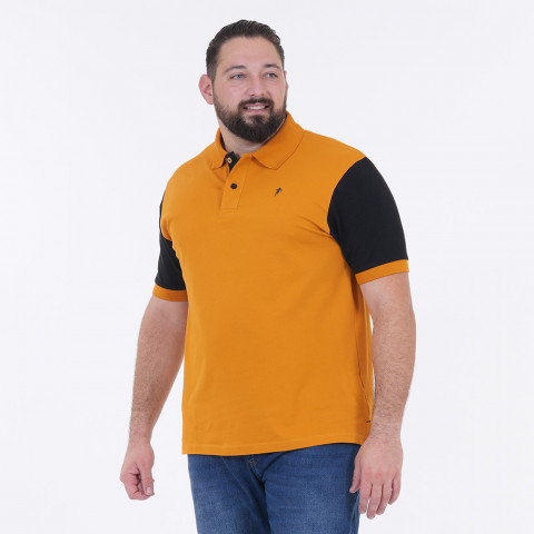 Ruckfield two-tone short-sleeve mustard/black polo shirt