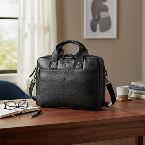 Ruckfield black leather briefcase 