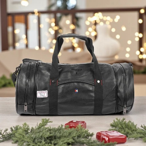 Ruckfield men's black leather sports bag