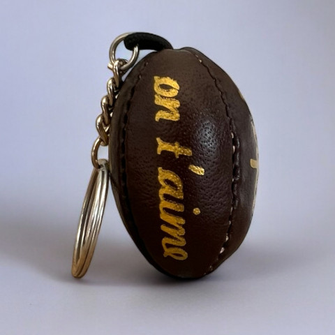 Leather balloon keyring "Daddy we love you" brown