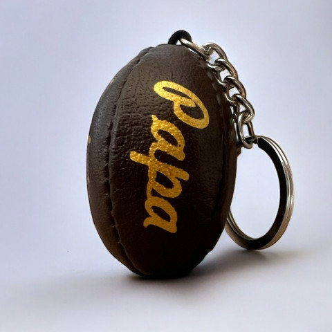 Leather balloon keyring "Papa je t'aime" brown