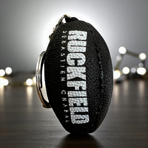 Black leather ball key ring