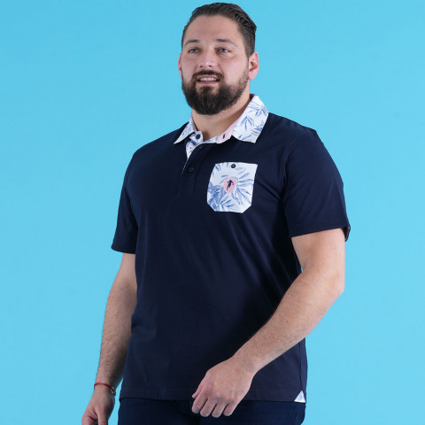 Short-sleeved polo shirt Ruckfield navy flowers of rugby