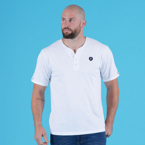 Ruckfield white tunic collar t-shirt