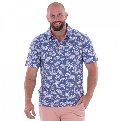 Ruckfield Kashmir light blue imrpimé short-sleeved polo shirt