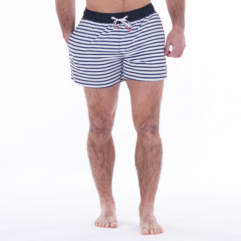 Blue & white striped board shorts Ruckfield French Rugby Club