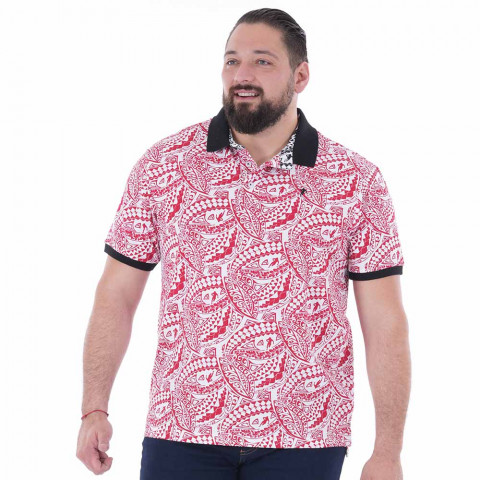 Red Ruckfield short-sleeved polo shirt with Maori print + free polo shirt