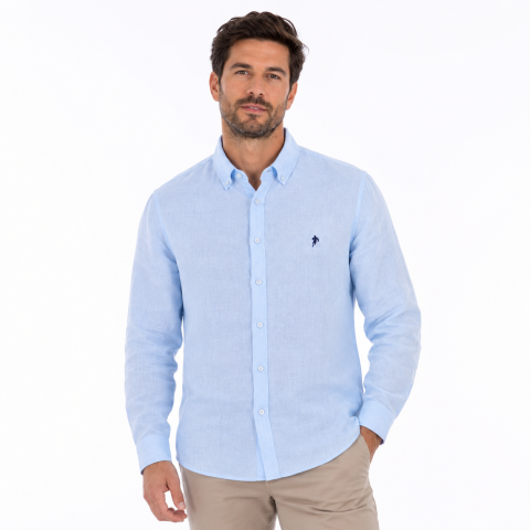 Light blue long-sleeved Ruckfield linen shirt