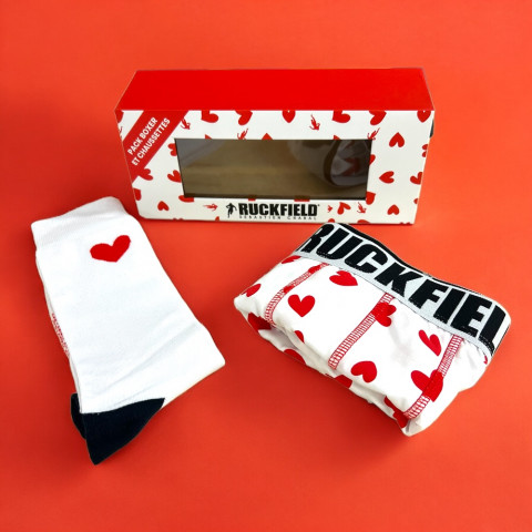 White Ruckfield boxer set and heart socks
