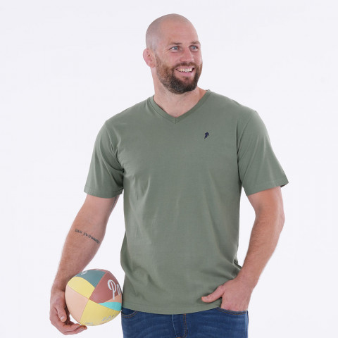 Basic V-neck T-shirt khaki