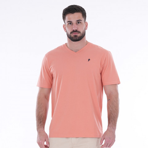 Basic salmon V-neck T-shirt