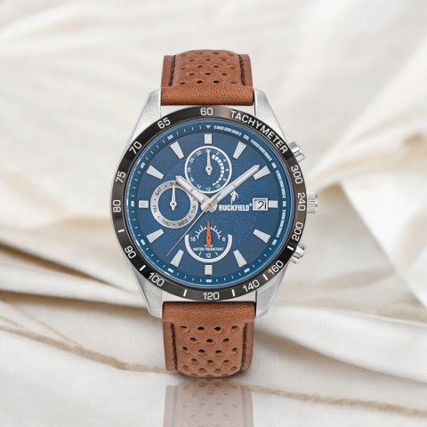 Ruckfield watch with brown leather strap