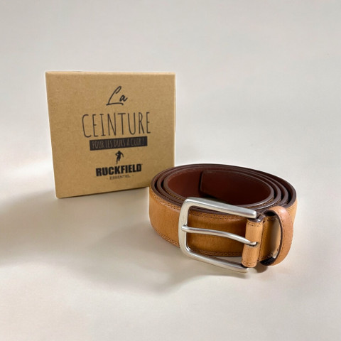 Ruckfield 100% leather belt for men cognac