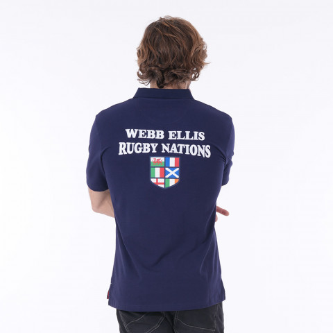 Navy blue short-sleeved polo shirt Webb Ellis Rugby Nations