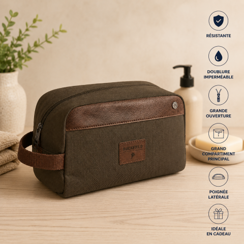 Vintage khaki toiletry bag