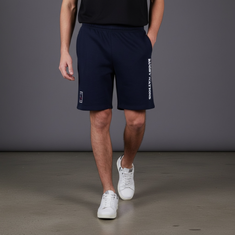 Webb Ellis rugby nations fleece shorts navy blue