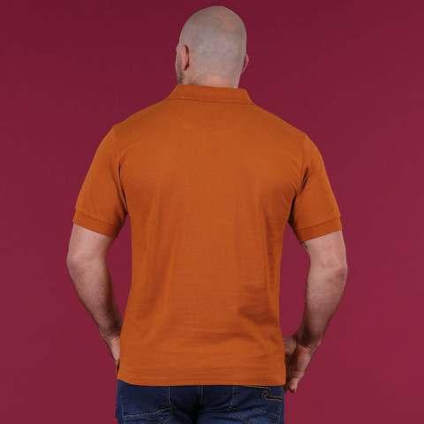 Essentiel dark orange short-sleeved polo shirt
