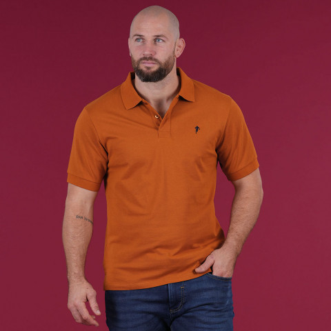 Essentiel dark orange short-sleeved polo shirt