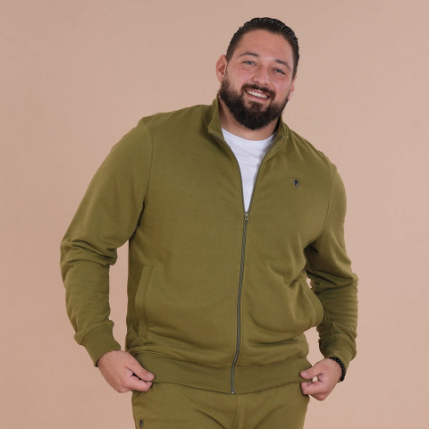 Ruckfield Essentiel khaki zip-up sweatshirt