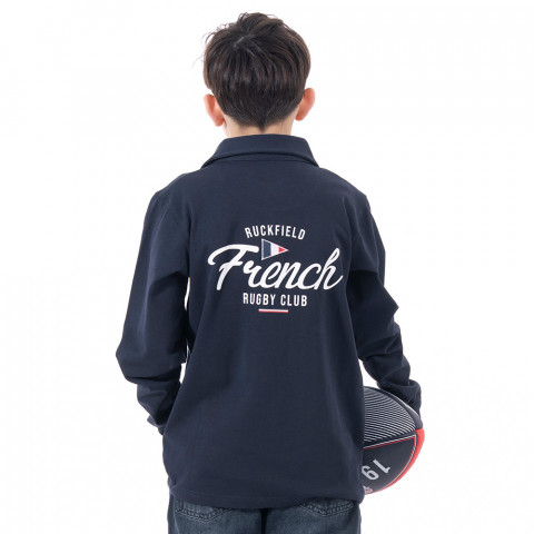Boys' long-sleeved polo shirt French Rugby Club navy