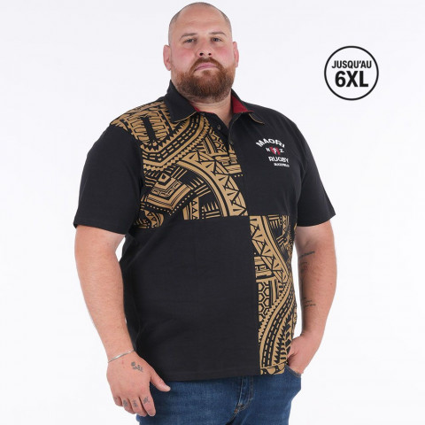 Short-sleeved polo shirt Ruckfield Maori Rugby black