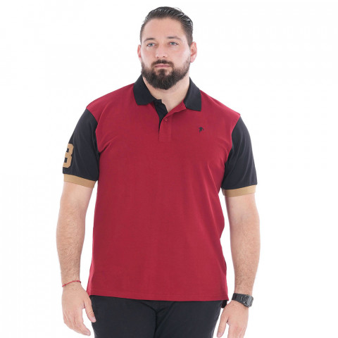 Ruckfield two-tone polo shirt, short sleeves, dark red/black