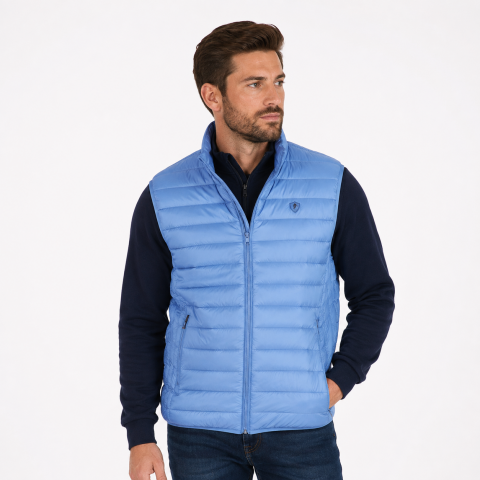 Sleeveless down jacket Ruckfield Members Club House sky blue 