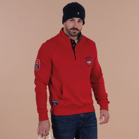 Polo neck sweatshirt Ruckfield French Rugby Club red