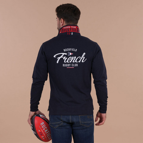 Long-sleeved polo shirt Ruckfield French Rugby Club navy blue