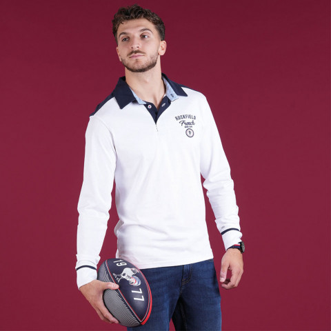 Long-sleeved polo shirt Ruckfield French Rugby Club white 