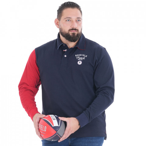 Long-sleeved navy polo shirt Ruckfield French Rugby Club