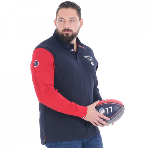 Long-sleeved navy polo shirt Ruckfield French Rugby Club