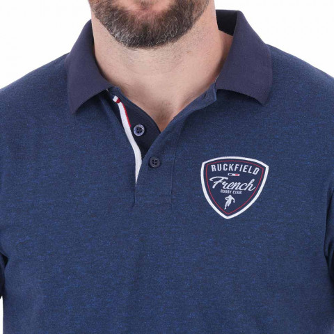 Navy blue short-sleeved polo shirt Ruckfield French Rugby Club