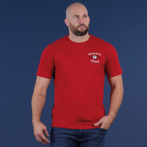 Red short-sleeved T-shirt Ruckfield French Rugby Club