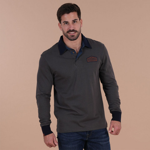 Dark grey long-sleeved polo shirt Ruckfield Selected Rugby