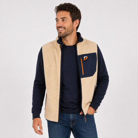 Ruckfield Autumn Rugby Tour beige sleeveless fleece