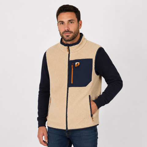 Ruckfield Autumn Rugby Tour beige sleeveless fleece