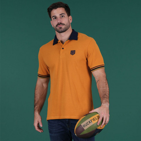 Short-sleeved mustard polo shirt Ruckfield Autumn Rugby Camp