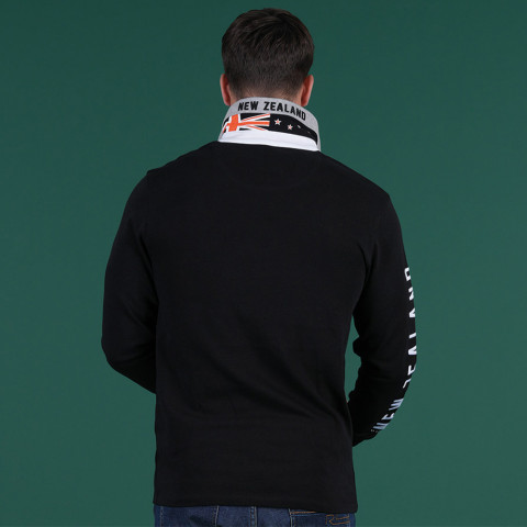 Jonah Lomu by Ruckfield long-sleeved polo shirt, black