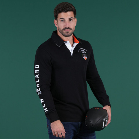 Jonah Lomu by Ruckfield long-sleeved polo shirt, black