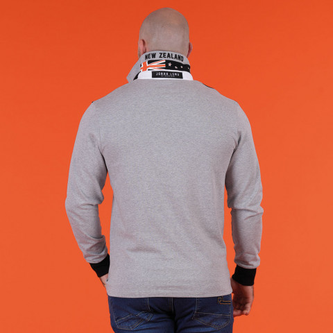 Jonah Lomu by Ruckfield long-sleeved polo shirt light grey
