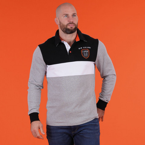 Jonah Lomu by Ruckfield long-sleeved polo shirt light grey