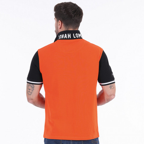 Jonah Lomu orange short-sleeved polo shirt by Ruckfield